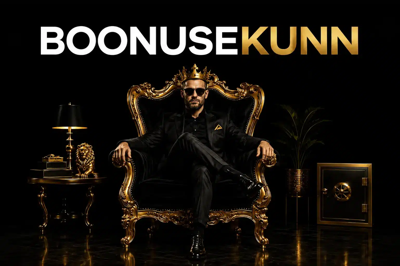 Boonusekunni kuningas kuldsel troonil